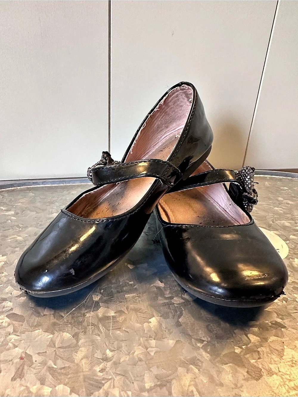Black Embellished Mary Jane Flats